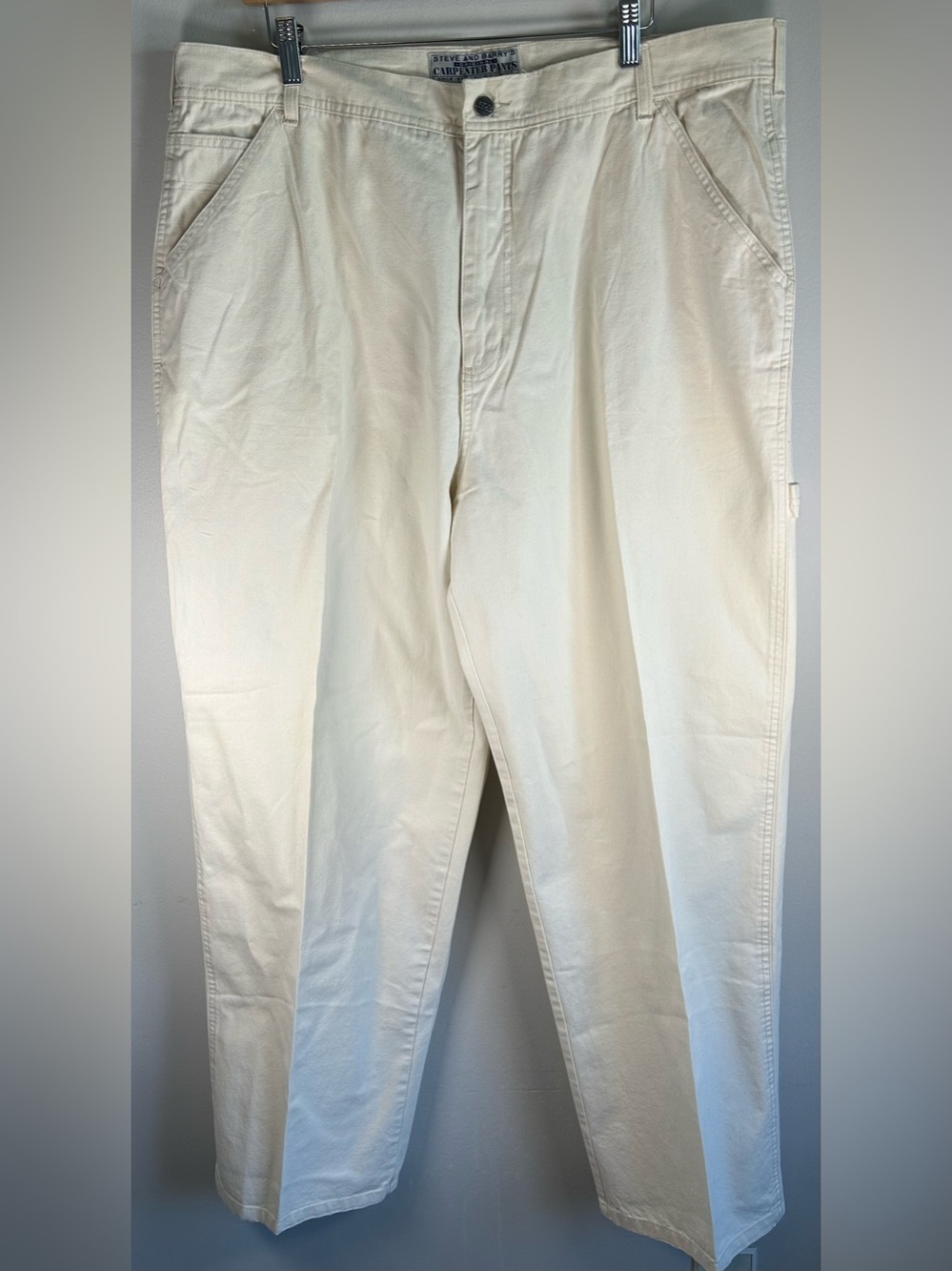 Steve and Barry's Mens Carpenter Pants Sz 42x31.5 White Vintage 100% Cotton EUC